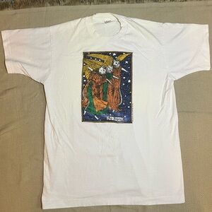 90s Celestial Vintage Single Stitch Rare Tarot Card Kitties Fur Angels T-Shirt